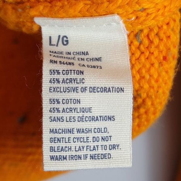 American Eagle Sweater Orange Cotton Elbow Patch Academia Athletic Large #181 - Picture 5 of 10